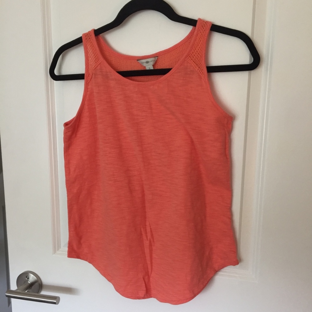 Lucky Brand Coral Crochet Tank Top